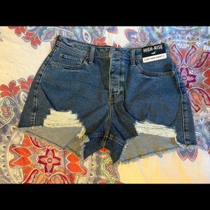 Distressed Denim Hollister Mom Shorts